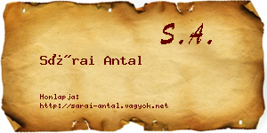 Sárai Antal névjegykártya